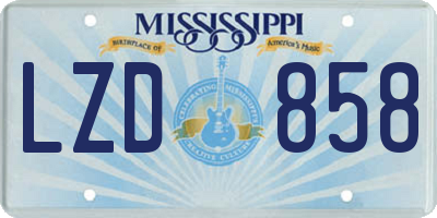 MS license plate LZD858