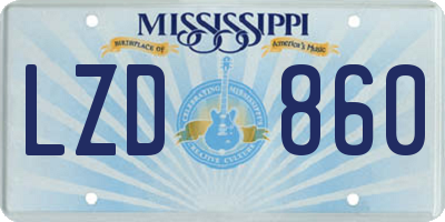 MS license plate LZD860