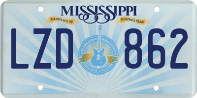 MS license plate LZD862