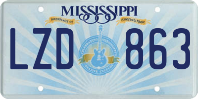 MS license plate LZD863