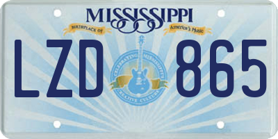 MS license plate LZD865
