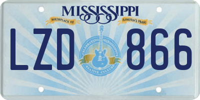 MS license plate LZD866