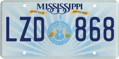 MS license plate LZD868