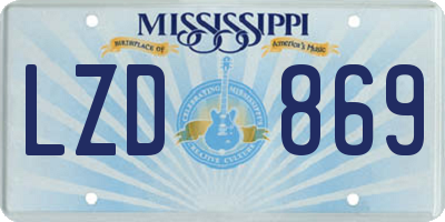 MS license plate LZD869