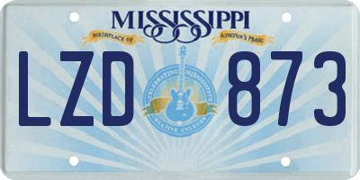 MS license plate LZD873