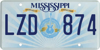 MS license plate LZD874
