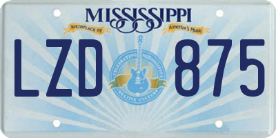 MS license plate LZD875