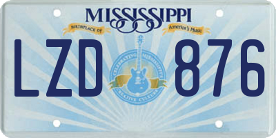 MS license plate LZD876