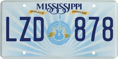 MS license plate LZD878