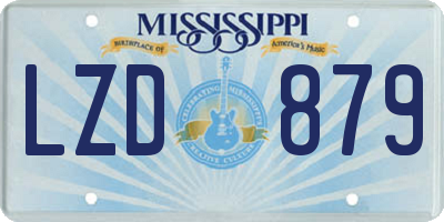 MS license plate LZD879
