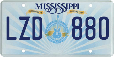 MS license plate LZD880