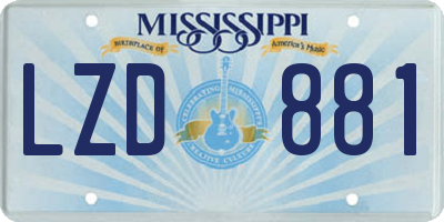 MS license plate LZD881