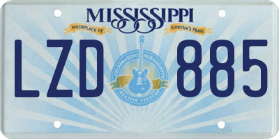 MS license plate LZD885
