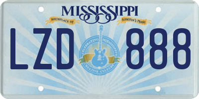 MS license plate LZD888