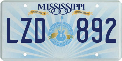 MS license plate LZD892