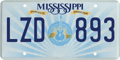 MS license plate LZD893