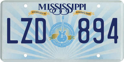 MS license plate LZD894