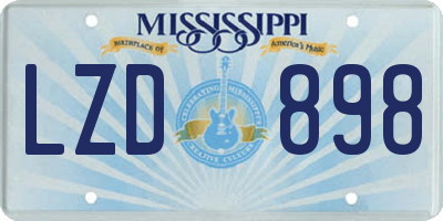 MS license plate LZD898