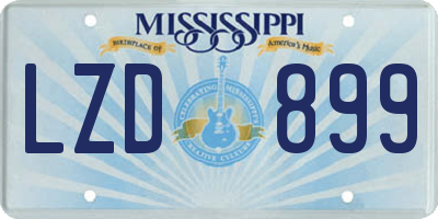 MS license plate LZD899