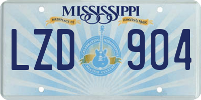 MS license plate LZD904