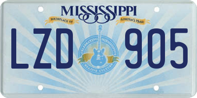 MS license plate LZD905