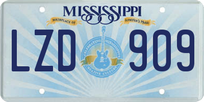 MS license plate LZD909
