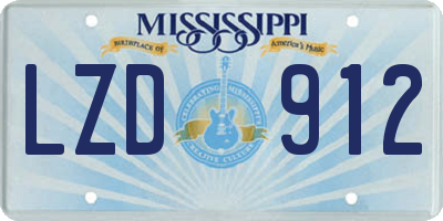 MS license plate LZD912