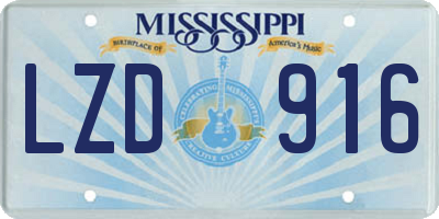 MS license plate LZD916