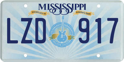 MS license plate LZD917