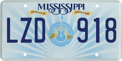 MS license plate LZD918