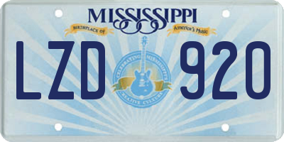 MS license plate LZD920
