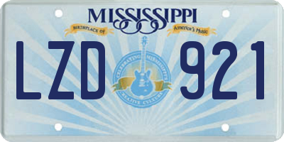MS license plate LZD921