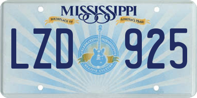 MS license plate LZD925