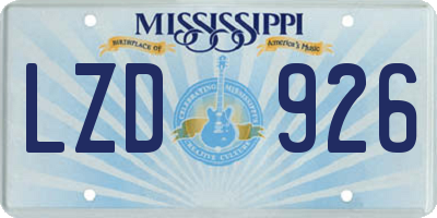MS license plate LZD926