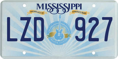 MS license plate LZD927