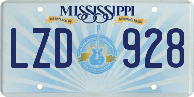MS license plate LZD928