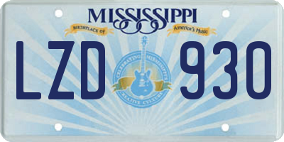 MS license plate LZD930