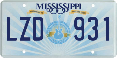 MS license plate LZD931