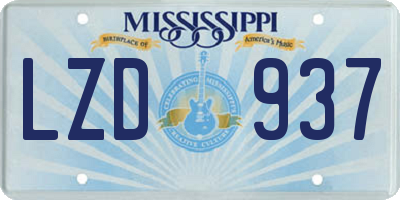 MS license plate LZD937