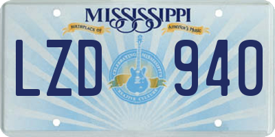 MS license plate LZD940