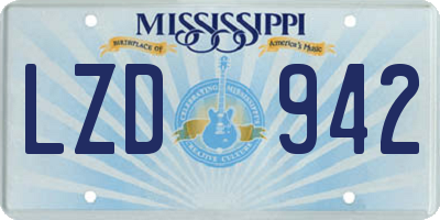 MS license plate LZD942