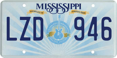 MS license plate LZD946