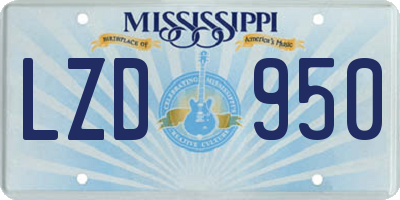 MS license plate LZD950