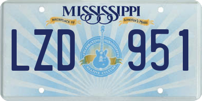 MS license plate LZD951