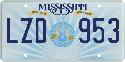 MS license plate LZD953