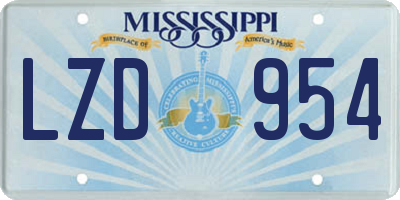 MS license plate LZD954
