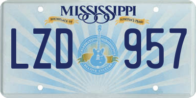 MS license plate LZD957
