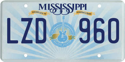 MS license plate LZD960