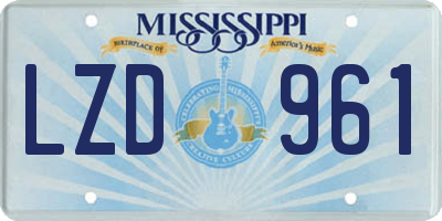 MS license plate LZD961