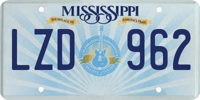 MS license plate LZD962